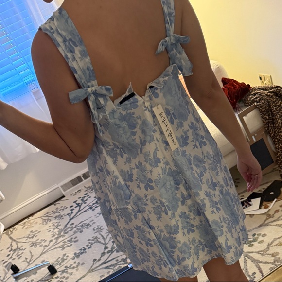 For Love And Lemons Blue Floral Mini Dress - Picture 3 of 3